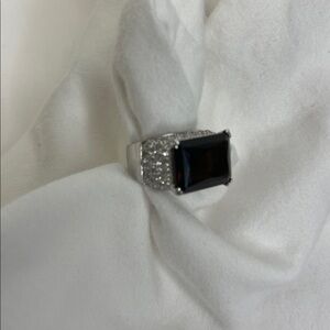 Max Lang Brown Topaz and Rhinestone Sterling Silver Ring Size 5 EUC Like New
